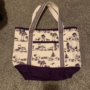 Lands End Purple and White Tote Bag